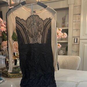 Black and Cream Lace Dress